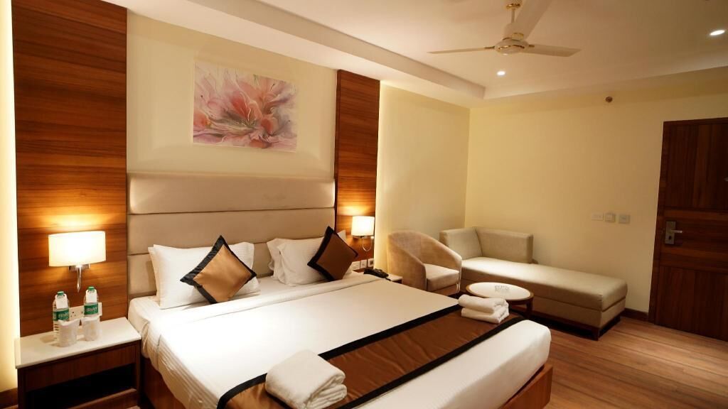 Pillow-top beds, laptop workspace, soundproofing, free wired Internet