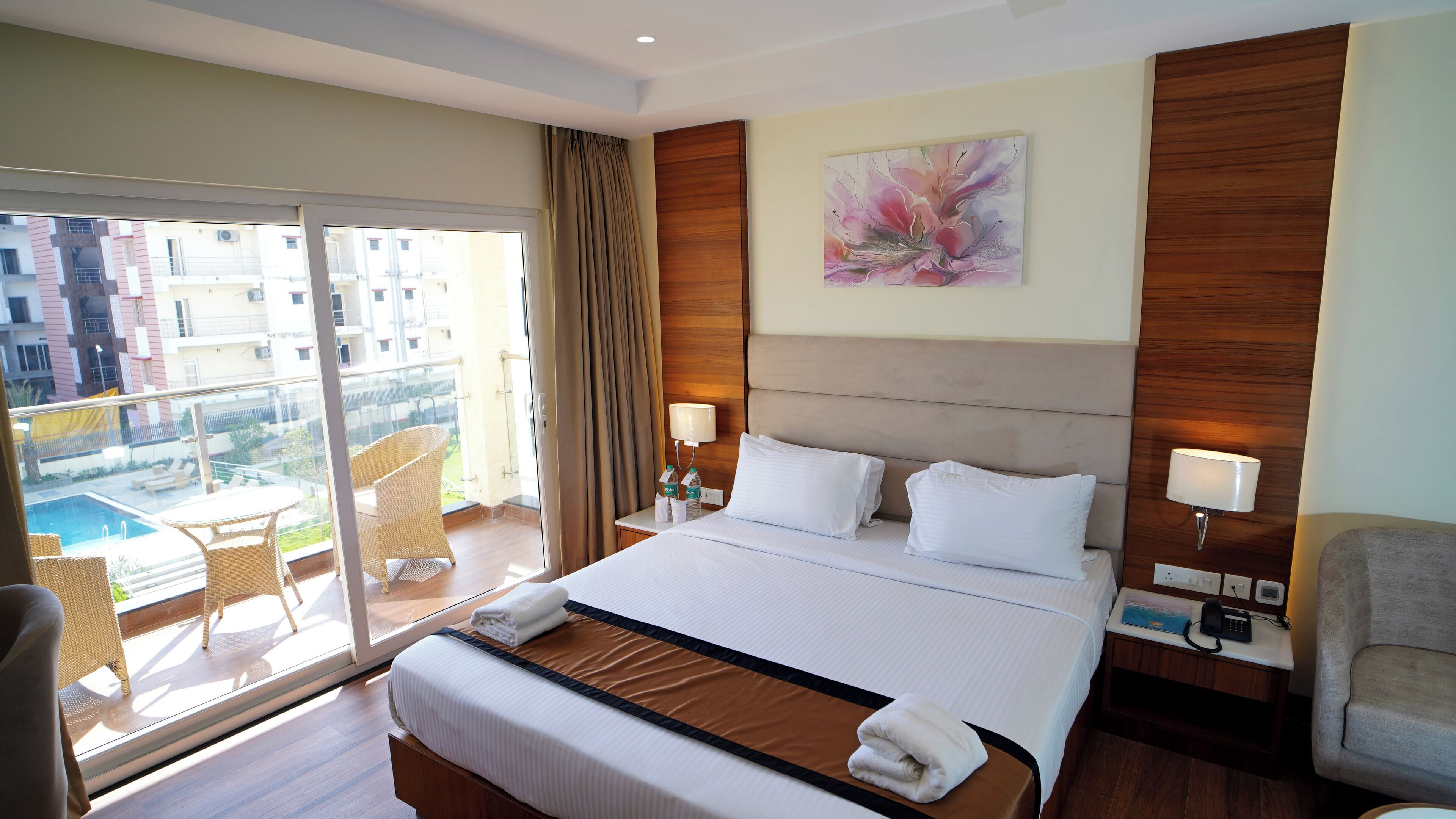 Pillowtop beds, laptop workspace, soundproofing, free wired internet