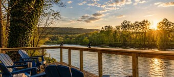 Beautiful Secluded riverfront home with double decks Firepit, Hot Tub, Kayaks