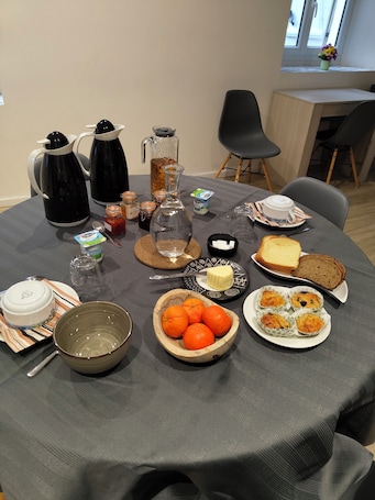 Dining. Maison 2 chambres d'hotes with large garden in quiet stone village.