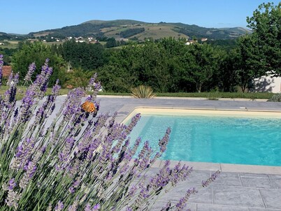 House with pool/spa and views of the Basque mountains