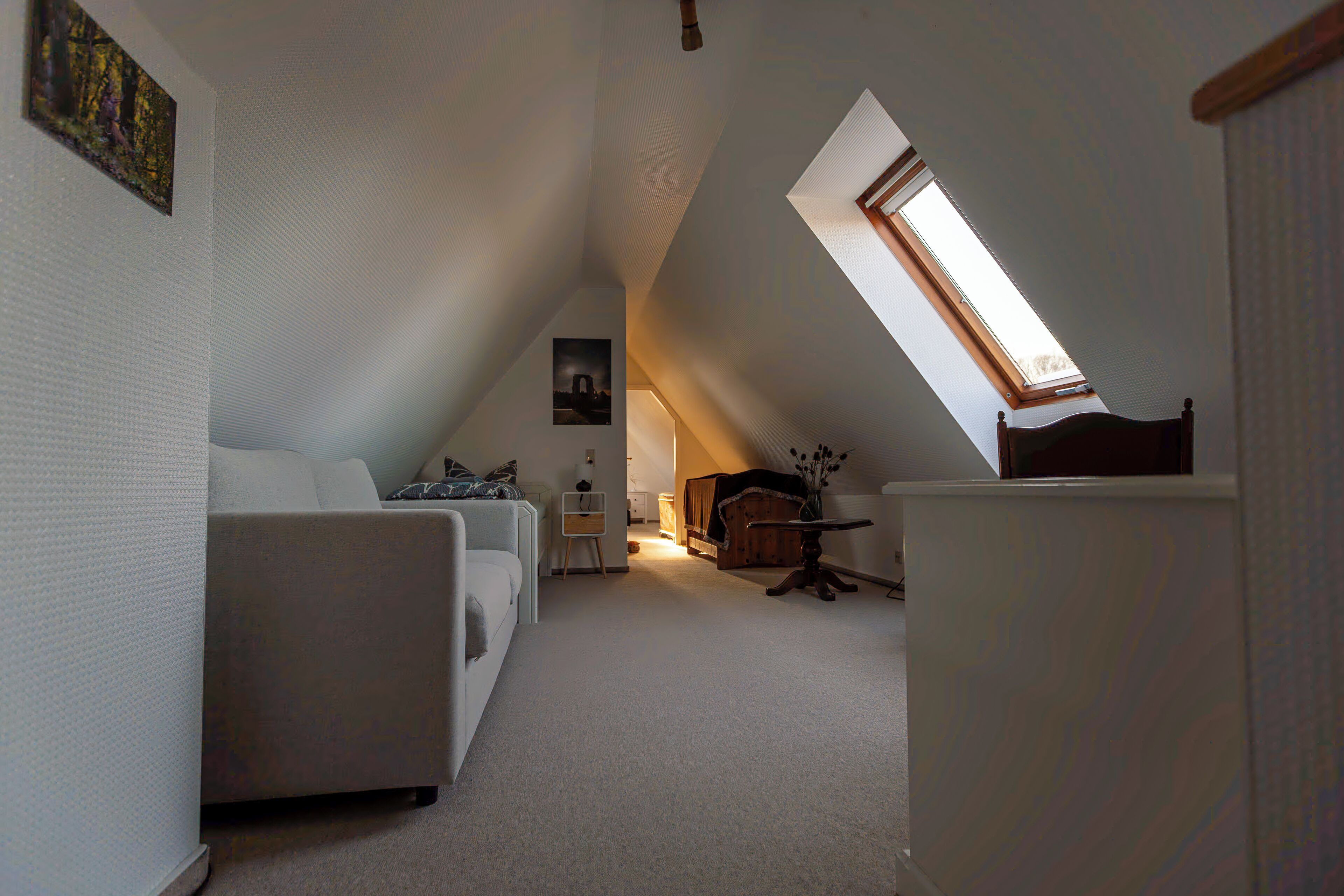 Smart-TV, Bücher, Musikbibliothek, Stereoanlage