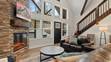 Smart TV, fireplace, video games, foosball