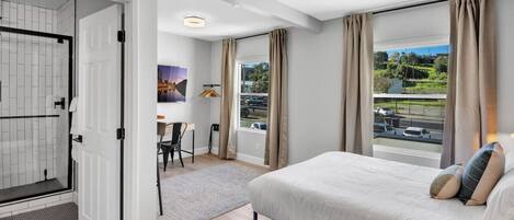 1 bedroom, desk, iron/ironing board, travel cot