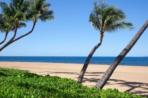 On the beach, beach towels