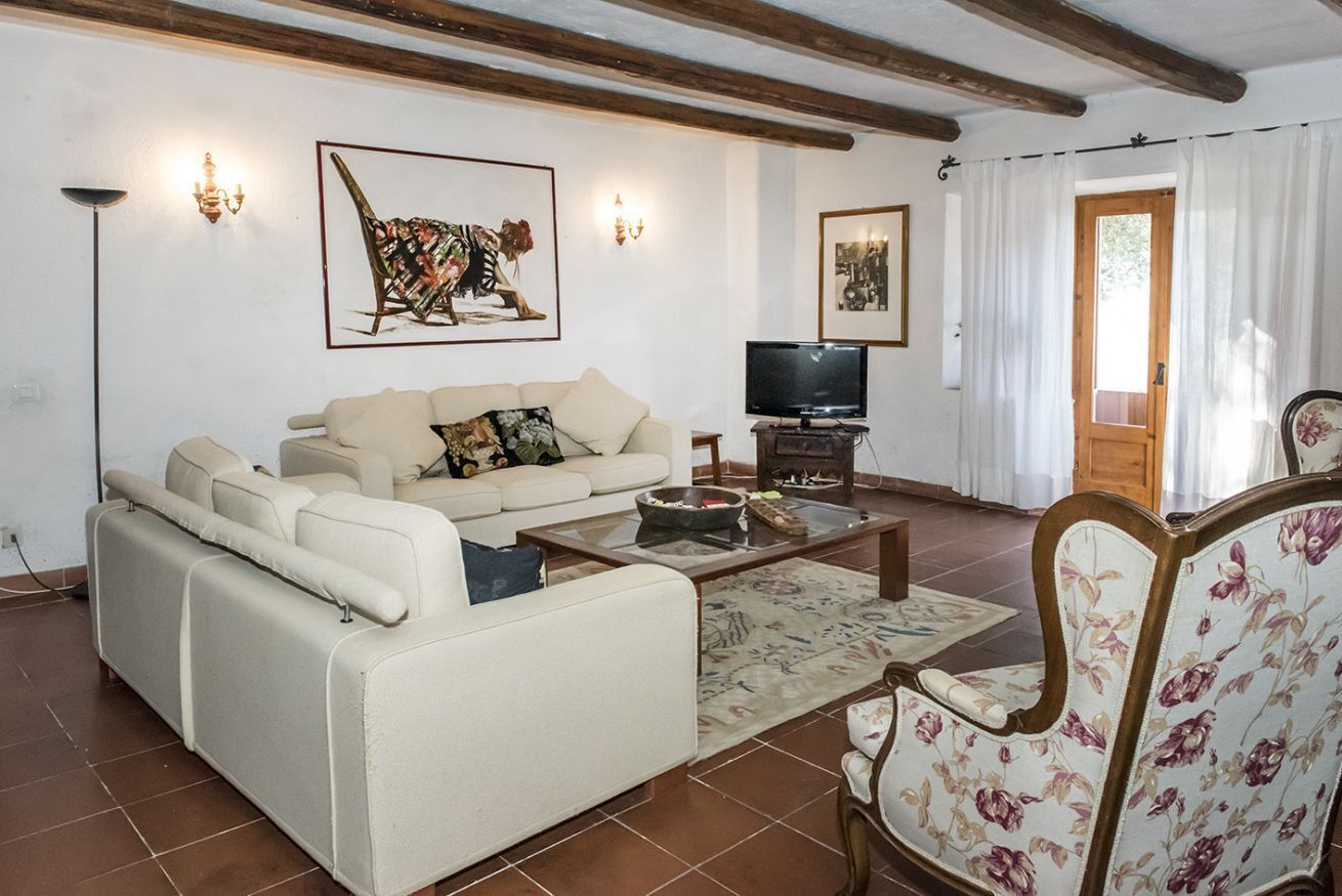 Una televisión, una chimenea