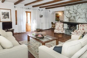 Televisión y chimenea 