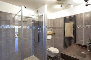 Bathtub, hair dryer, towels
