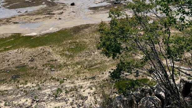 Un paisaje costero con costas rocosas, agua tranquila y islas a lo lejos.
