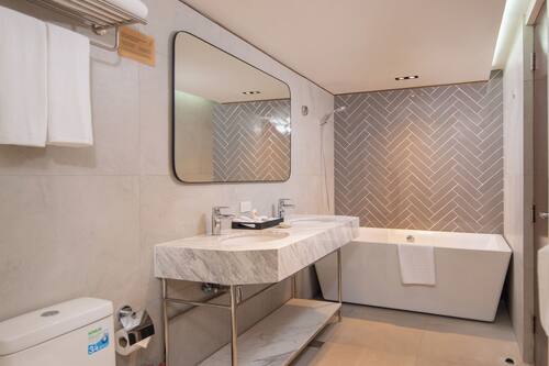 One Bedroom Suite | Bagno | Doccia, doccia idromassaggio, bidet, asciugamani