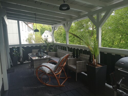 Up-to-date at top prices! Accommodation with large covered terrace on the edge of the forest