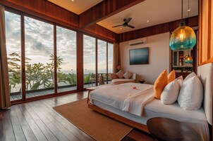 Villa ejecutiva, 1 cama de matrimonio grande, vistas al mar | Ropa de cama de alta calidad, wifi gratis, ropa de cama