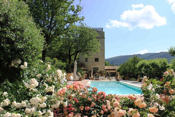 Outdoor pool - 'Torre del Falco', a wonderful medieval tower in Spoleto (Spoleto)