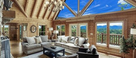 Smart TV, fireplace, video games, DVD player