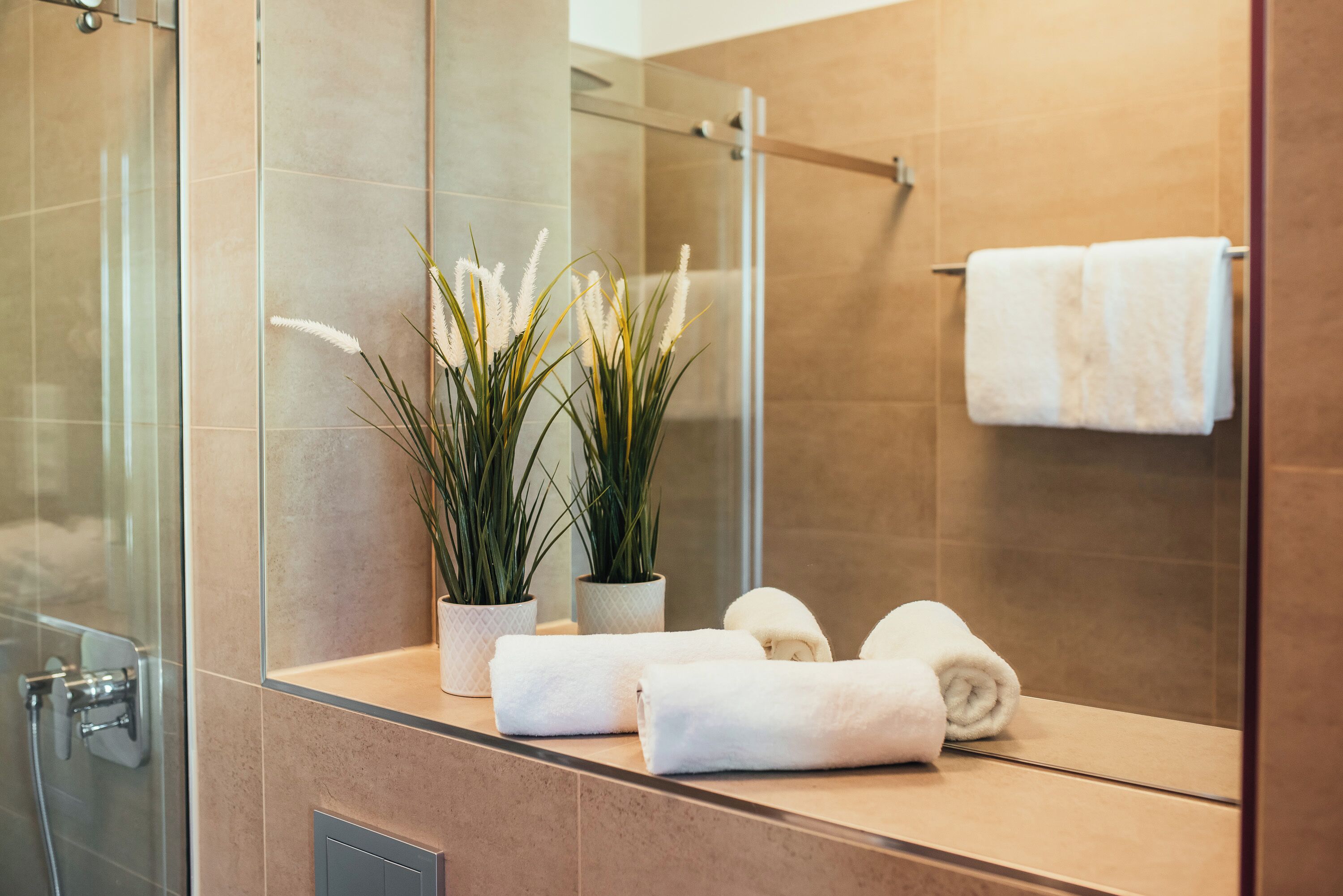 Estudi en suite Deluxe | Bany | Dutxa i tovalloles 