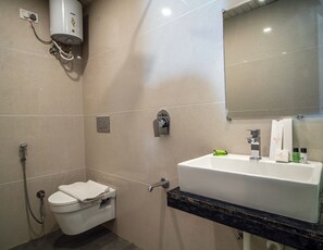 Shower, slippers, towels