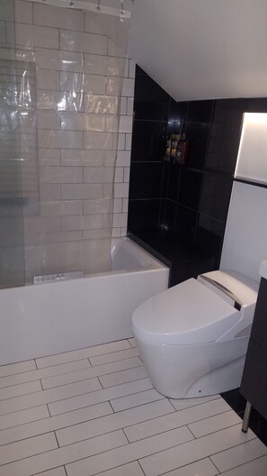 Dusche, Haartrockner, Bidet, Handtücher