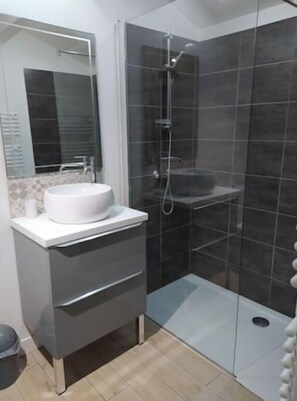 Hair dryer, towels, toilet paper