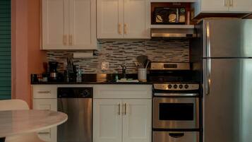 Fridge, microwave, oven, dishwasher