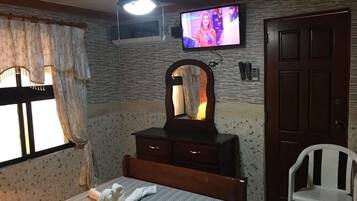 Habitación individual económica, 1 cama de matrimonio, ducha adaptada | Tabla de planchar con plancha y wifi gratis