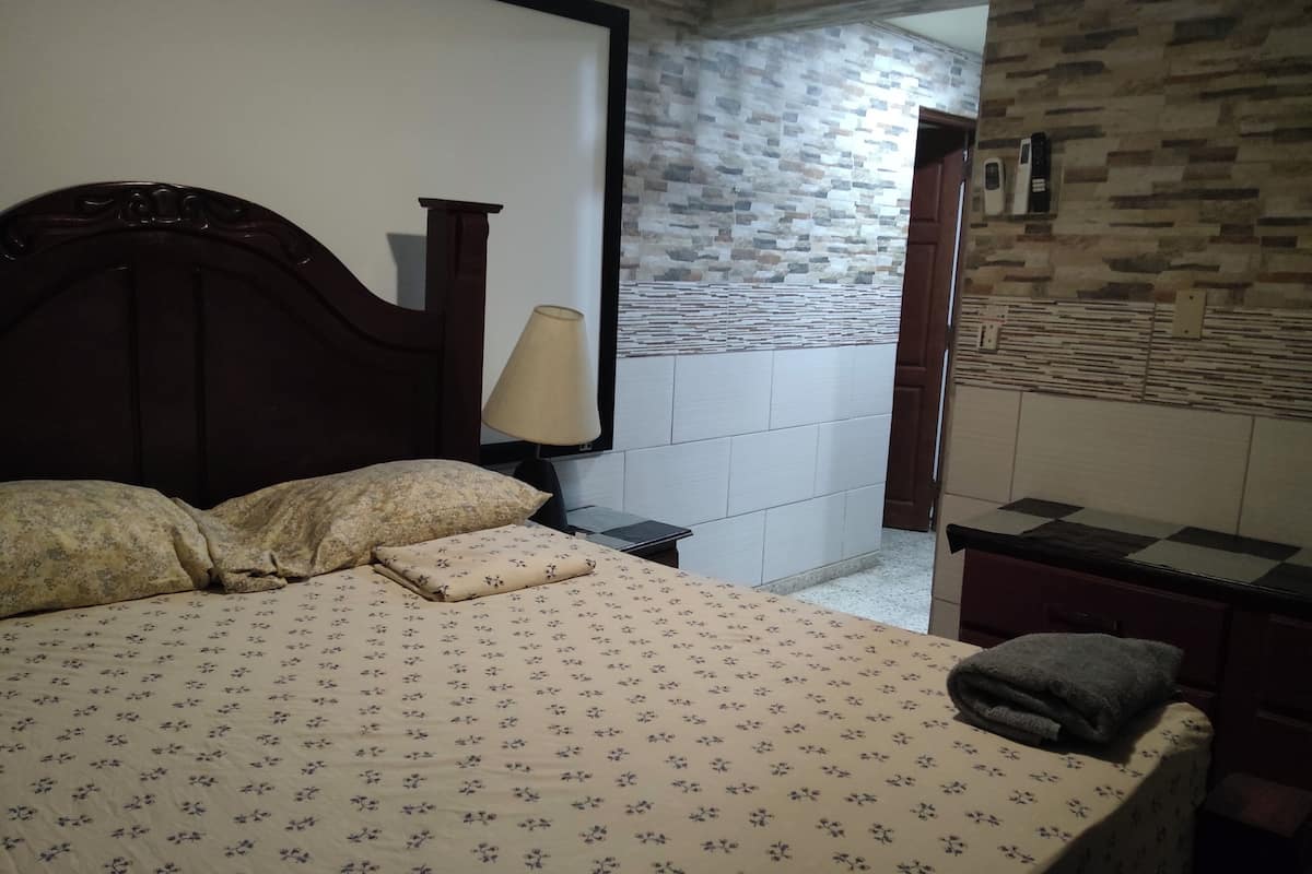 Habitación individual económica, 1 cama Queen size, regadera para personas con discapacidad | Tabla de planchar con plancha y wifi gratis