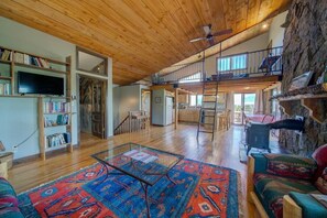 TV, fireplace - The Madison River Overlook Cabin (Madison County)