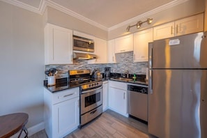 Fridge, microwave, oven, dishwasher