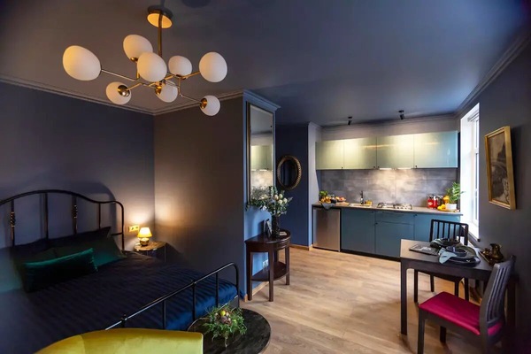 An artistic studio apartment