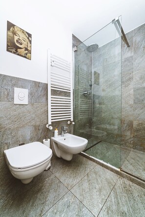 Dusche, Haartrockner, Bidet, Handtücher