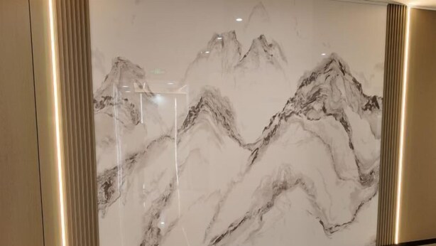 A marble wall with a mountain design. - Haikou Jinmeng Hotel (Haikou)