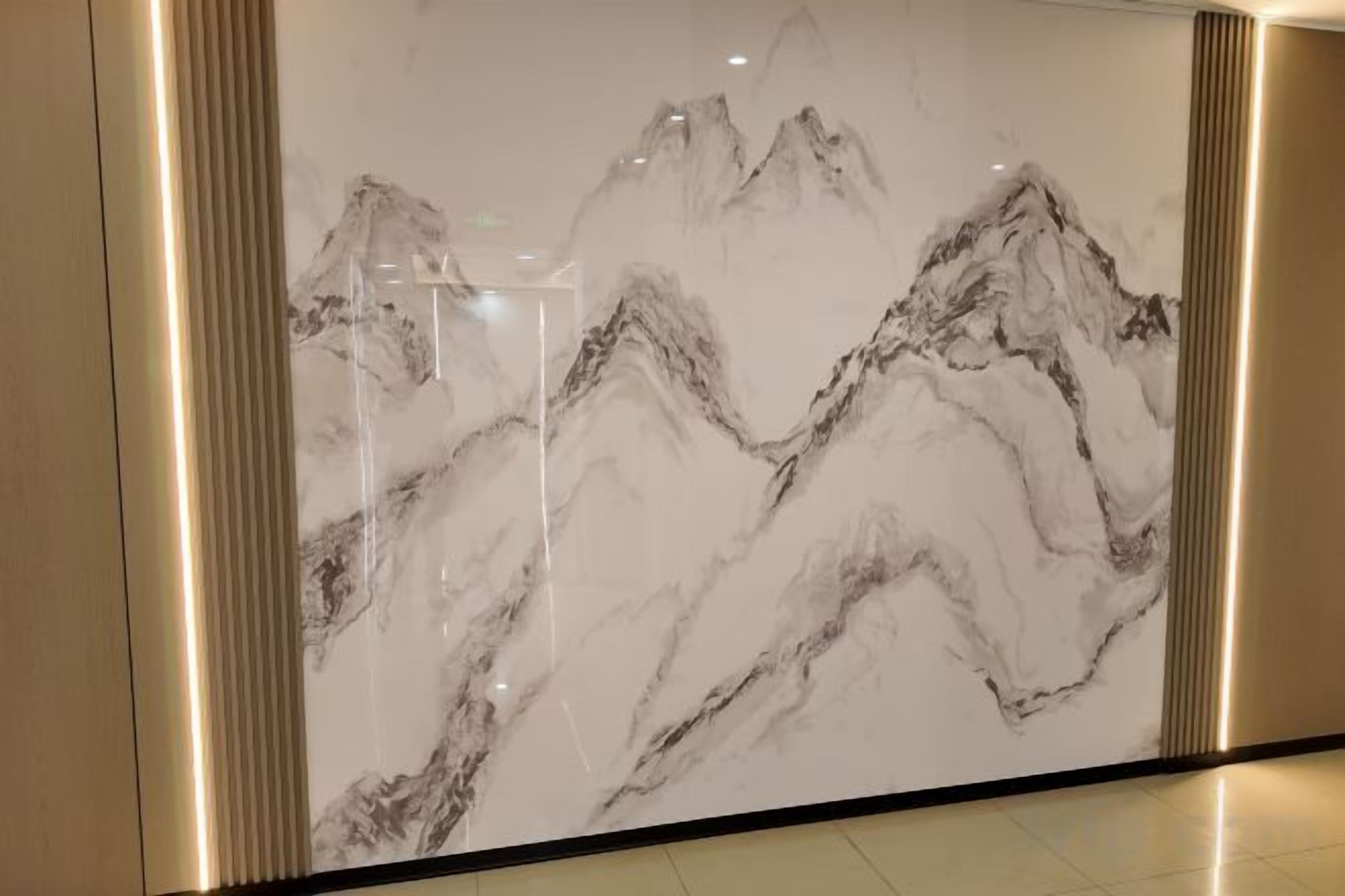 A wall with a marble-like pattern.