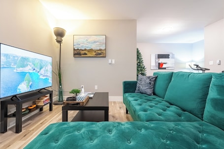 Smart TV, books, stereo. YHZ Cheerful Private Unit 10 min to Airport