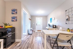 Fridge, microwave, coffee/tea maker, electric kettle