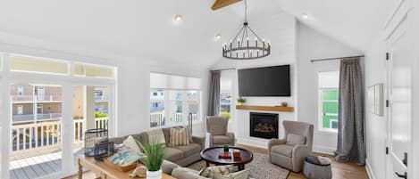 TV, foosball, table tennis, books