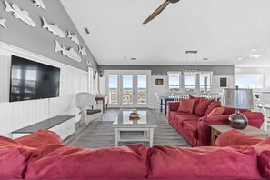 TV, offices - Genuine by Brunswick Vacation Rentals: Oceanfront w/ Heated Pool & Great Views (Holden Beach)