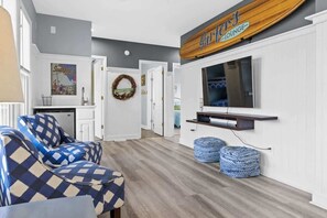 TV, offices - Genuine by Brunswick Vacation Rentals: Oceanfront w/ Heated Pool & Great Views (Holden Beach)