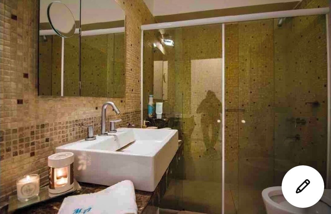 Hair dryer, bidet, towels, toilet paper