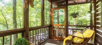 The Blue Door Cabin: Charming, All-Wood w/Screened-in Porches - quiet & relaxing