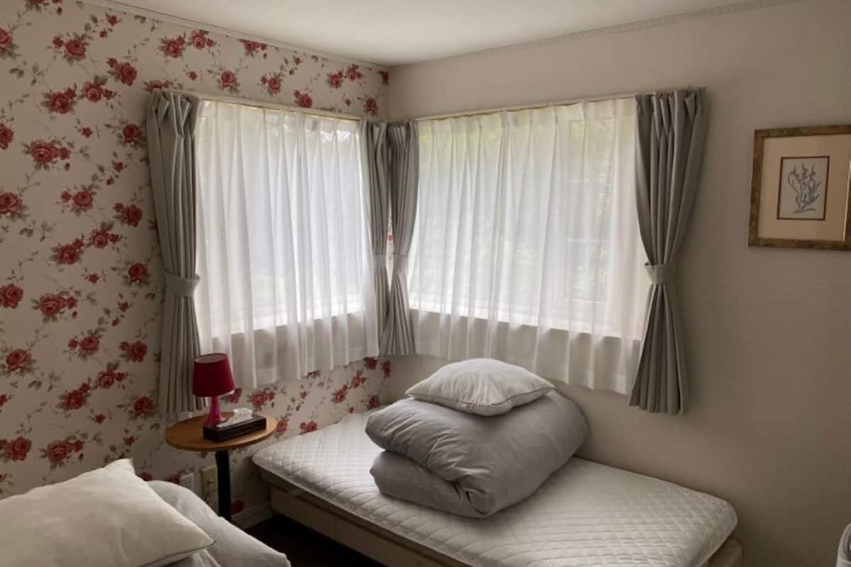 Habitación básica con 2 camas individuales | Escritorio y espacio para trabajar con laptop