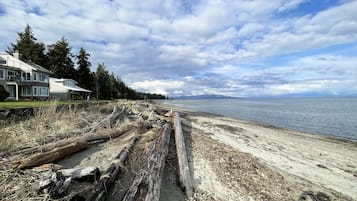 Plage à proximité, chaises longues, serviettes de plage