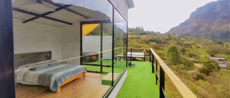 Deluxe Cabin, 1 Queen Bed with Sofa bed, Hot Tub, Mountain View | Terrace/patio