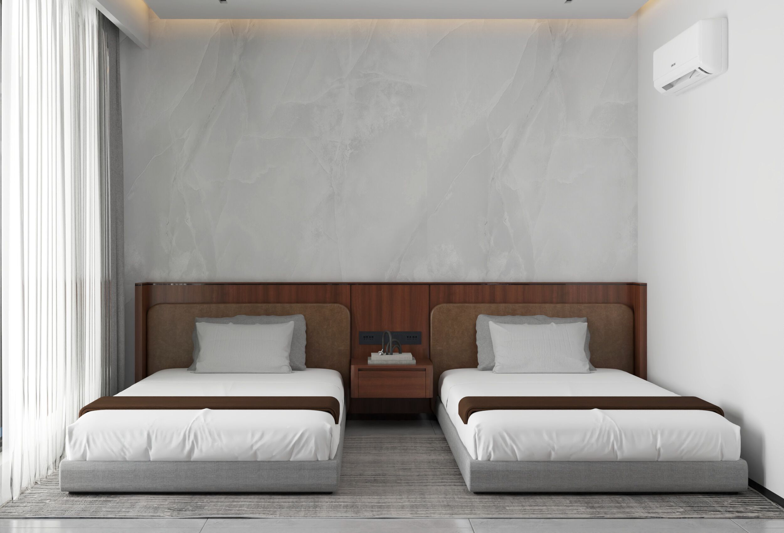 Executive Twin Room | Bar mini, peti besi dalam bilik, meja, ruang kerja komputer riba 