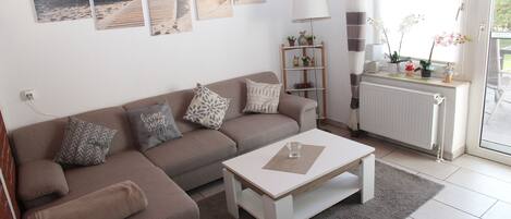 Fernseher, Kamin, DVD-Player, Bücher