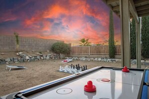 Terrace/patio - Refined 3BR Desert Pool House w/ Fire Pit & Games (Yucca Valley)