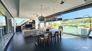 Luxury Villa | Private kitchen | Full-size fridge, microwave, oven, stovetop