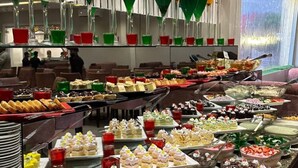 A buffet with various desserts and beverages. - Rose Palace Hotel Gulberg (Lahore)