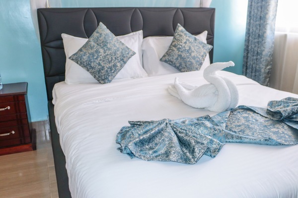 Premium bedding, desk, laptop workspace, WiFi (free)