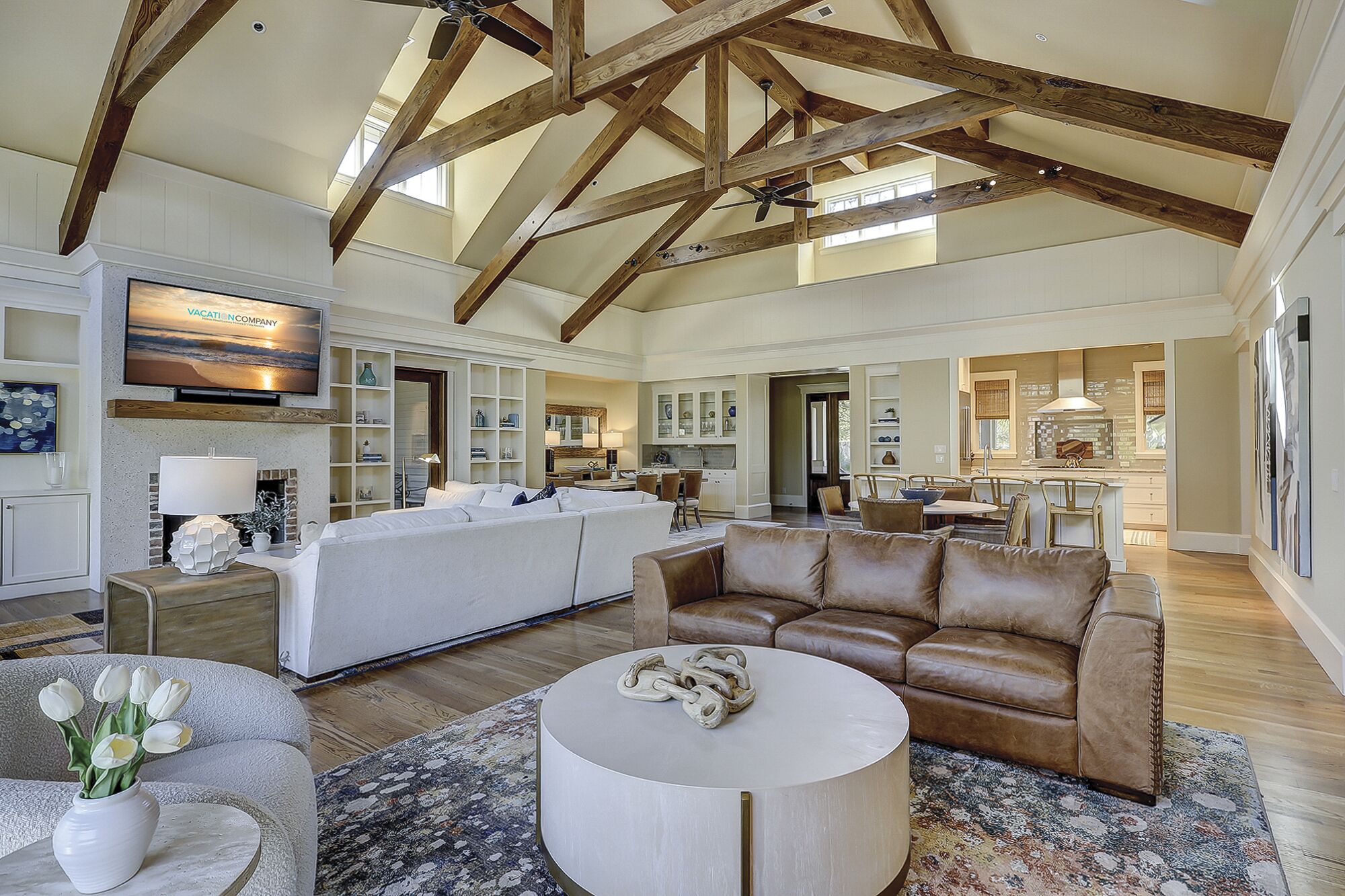 Smart TV, fireplace, table tennis, books