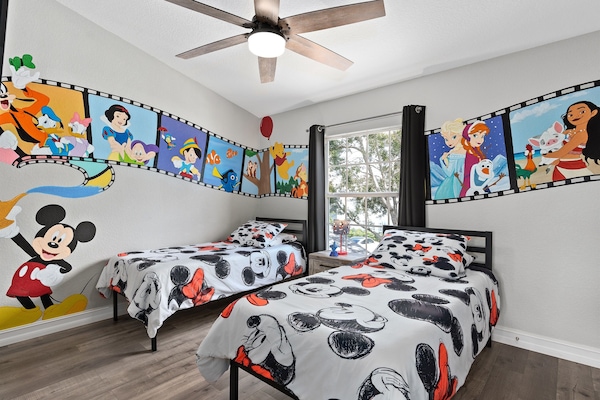 Disney-themed kids’ bedroom with over 40 characters at Belle’s Villa