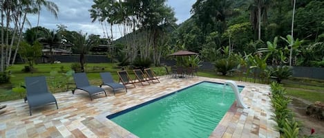 Outdoor pool, sun loungers